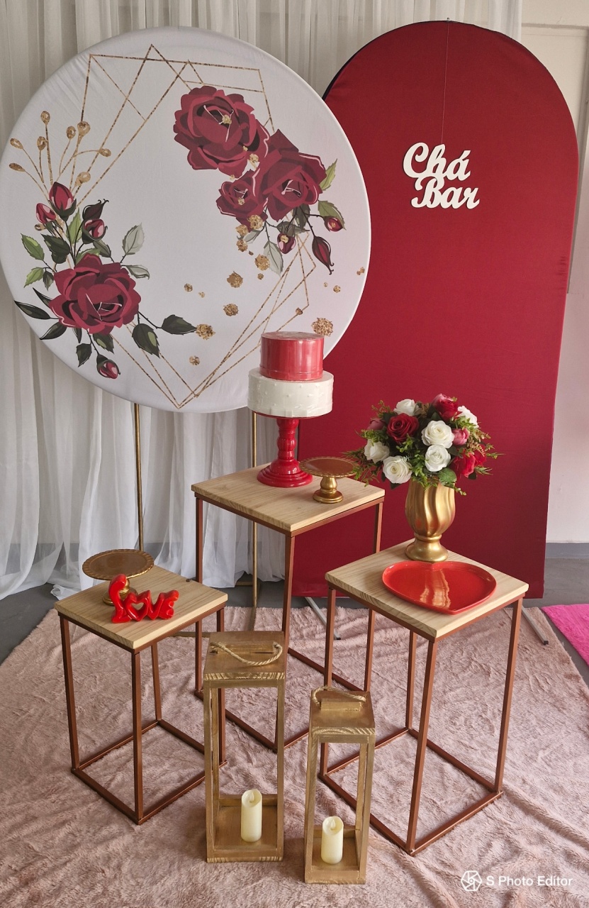 Cha Bar Floral Marsala 2 Aros - BEMDEFESTA