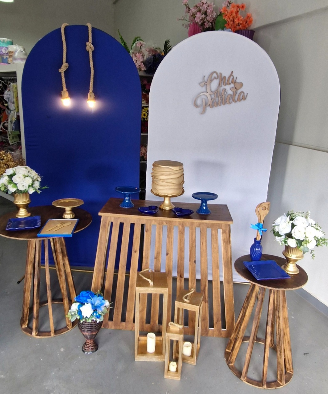 Cha de Panela Azul Rustico 2 Aros - BEMDEFESTA