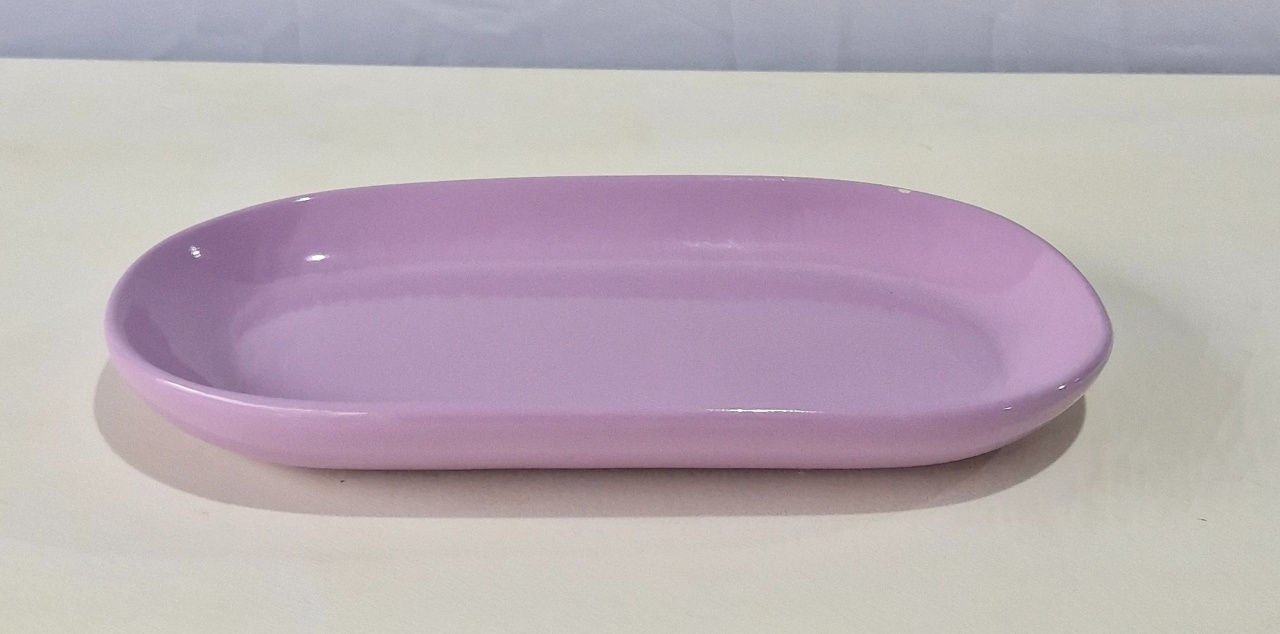 Prato Cerâmico Lilás Oval  - BEMDEFESTA