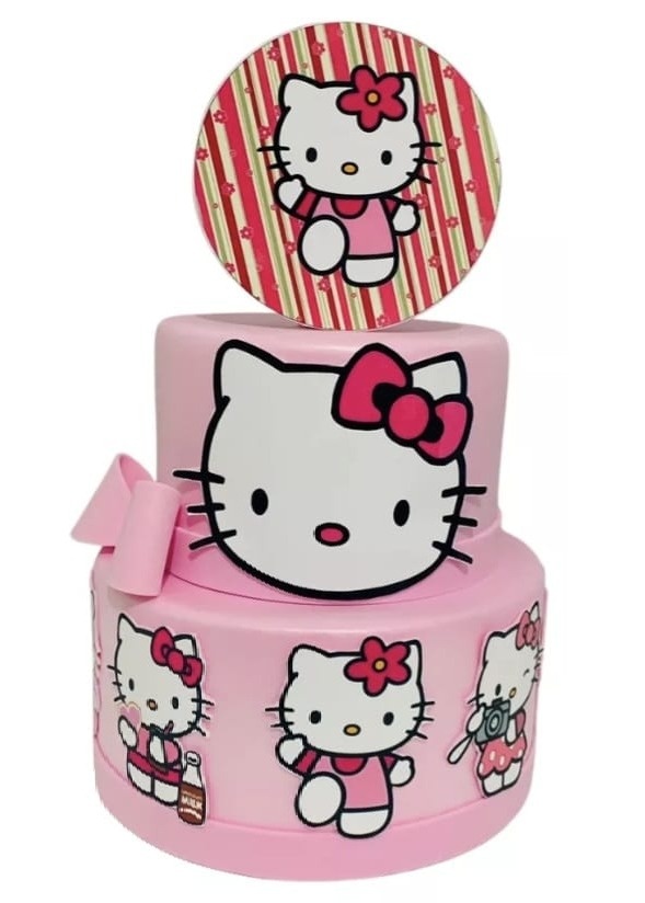 Bolo Fake Hello Kit - Fazendo a Festa