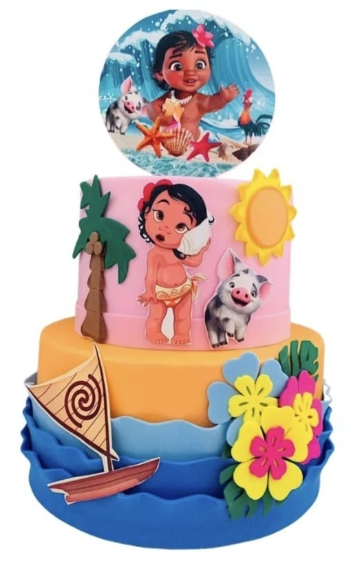 Bolo Fake Moana Baby - Fazendo a Festa