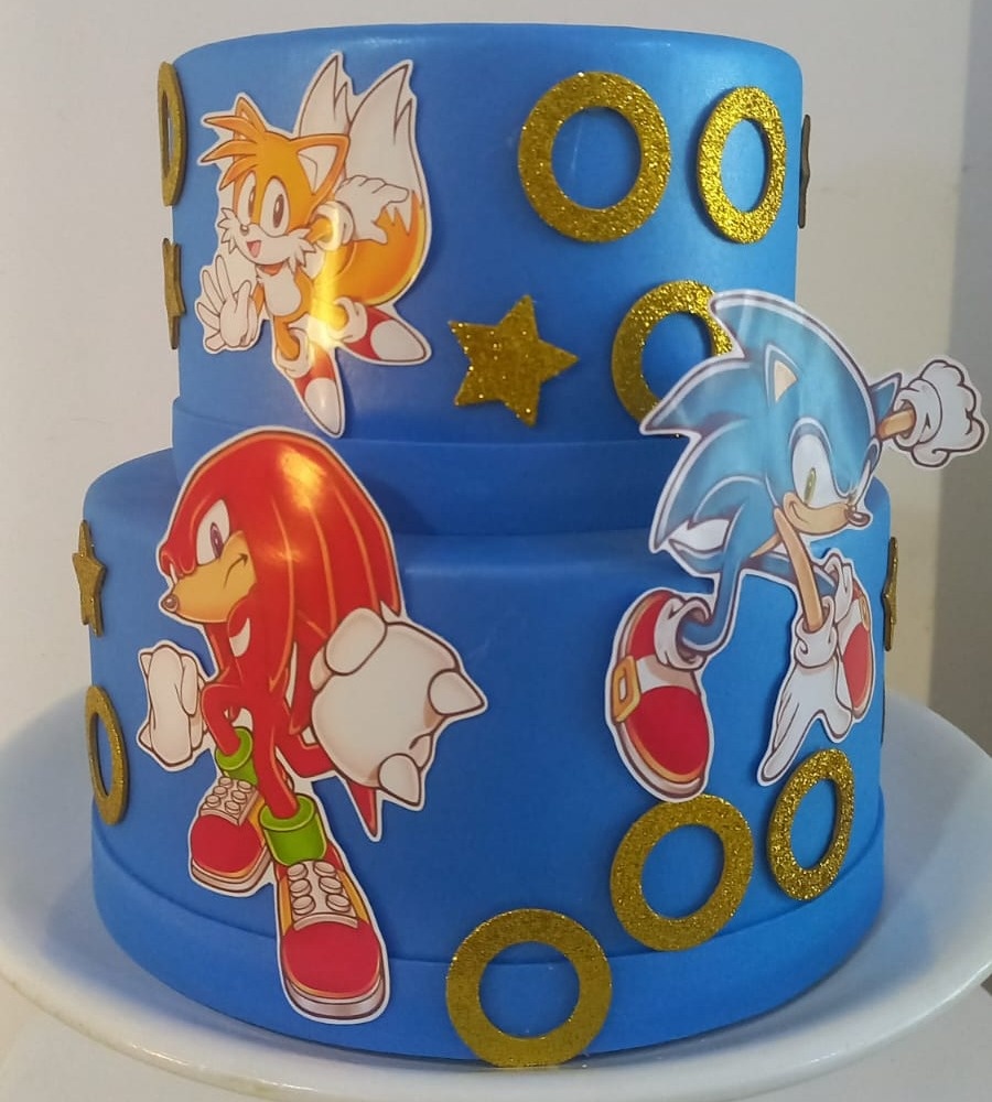 Bolo Fake Sonic - Fazendo a Festa