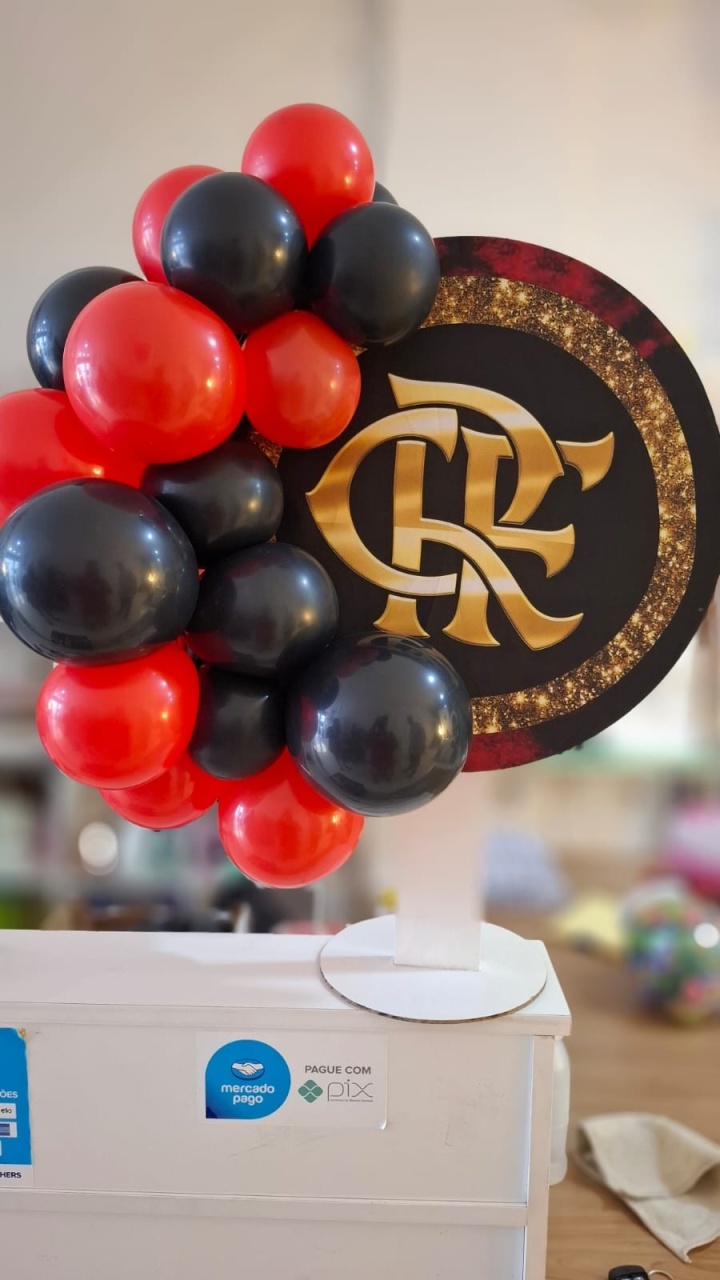 Painel Flamengo Festa Na Mesa Com Balões - Fazendo a Festa