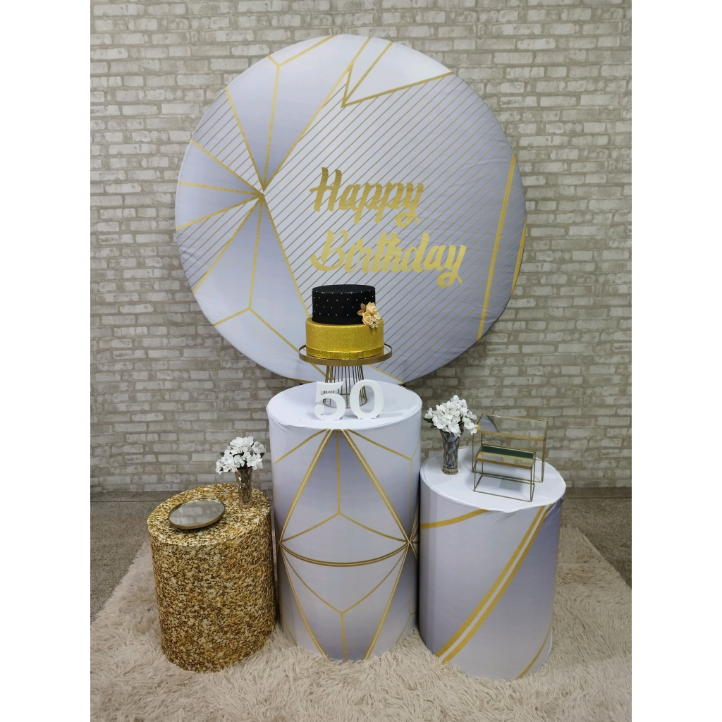 Kit Happy Birthday Branco Prata E Dourado - Pegue e Monte Tesouro Encantando