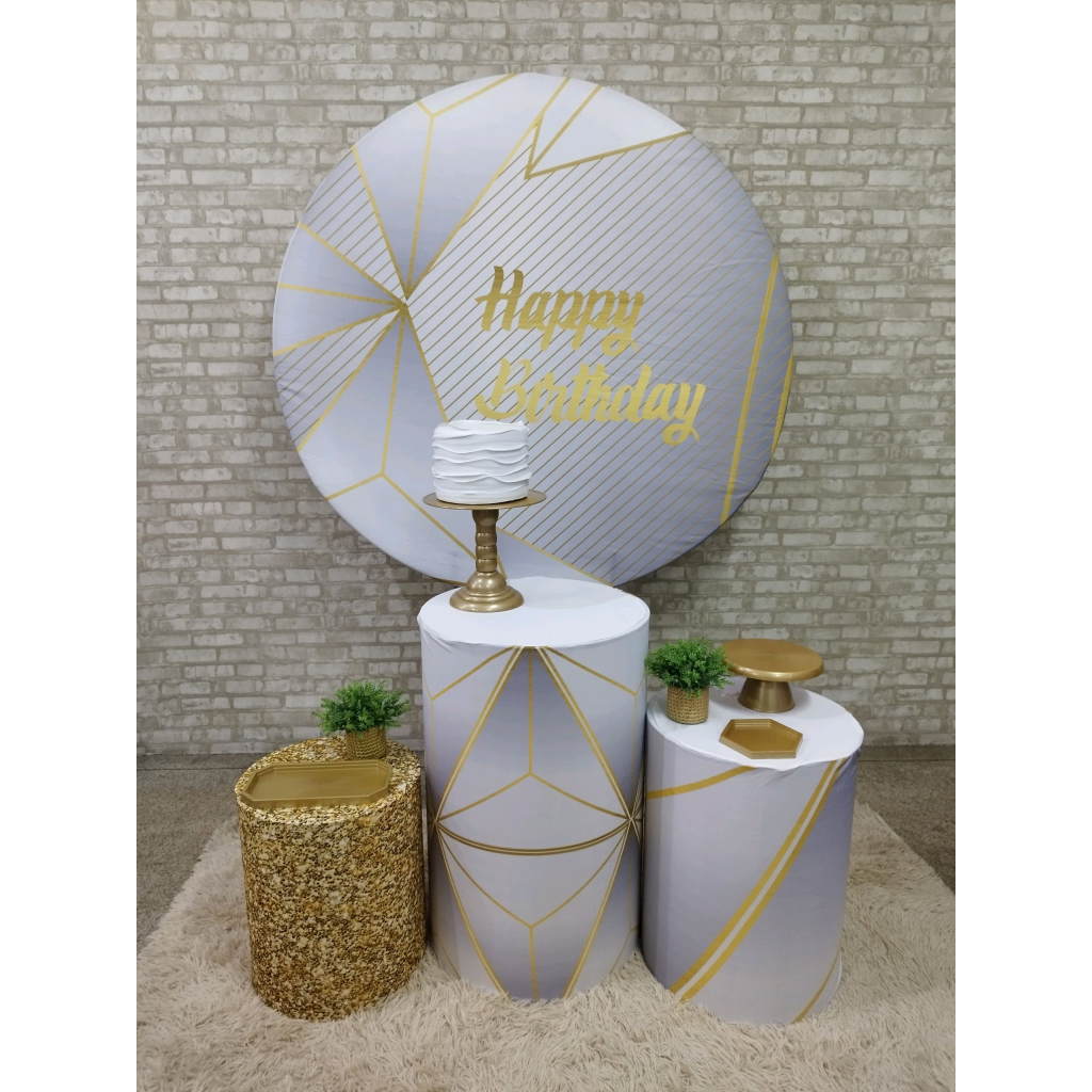 Kit Happy Birthday Branco Prata E Dourado - Pegue e Monte Tesouro Encantando