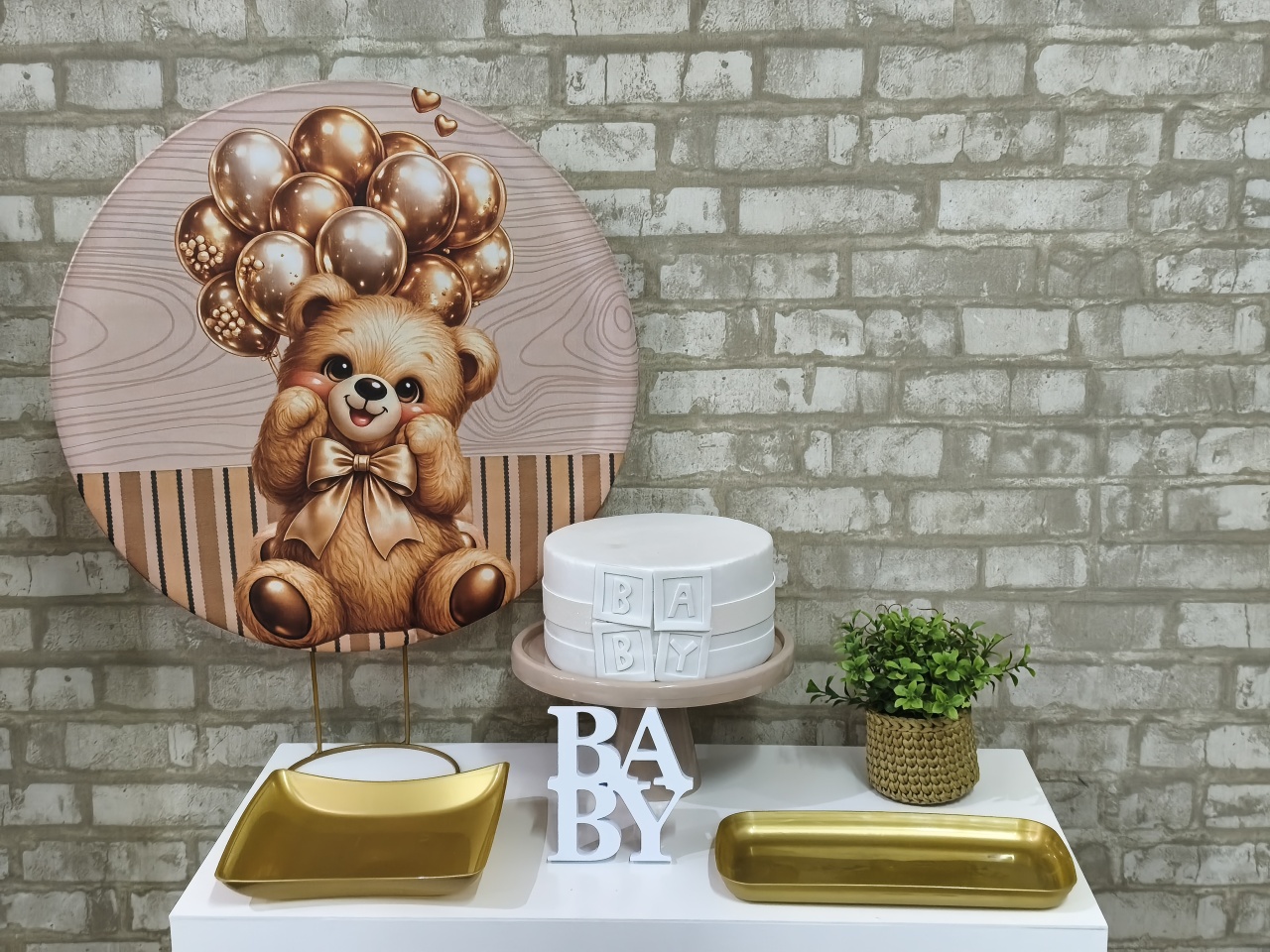 Mini Kit Chá de Bebê Ursinho - Pegue e Monte Tesouro Encantado