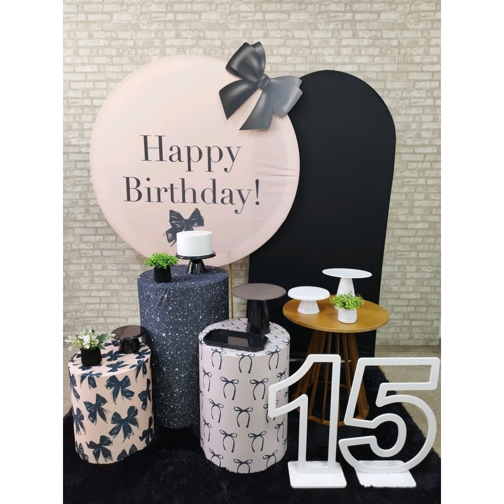 Kit Happy Birthday Rose E Preto / 15 Anos - Pegue e Monte Tesouro Encantando