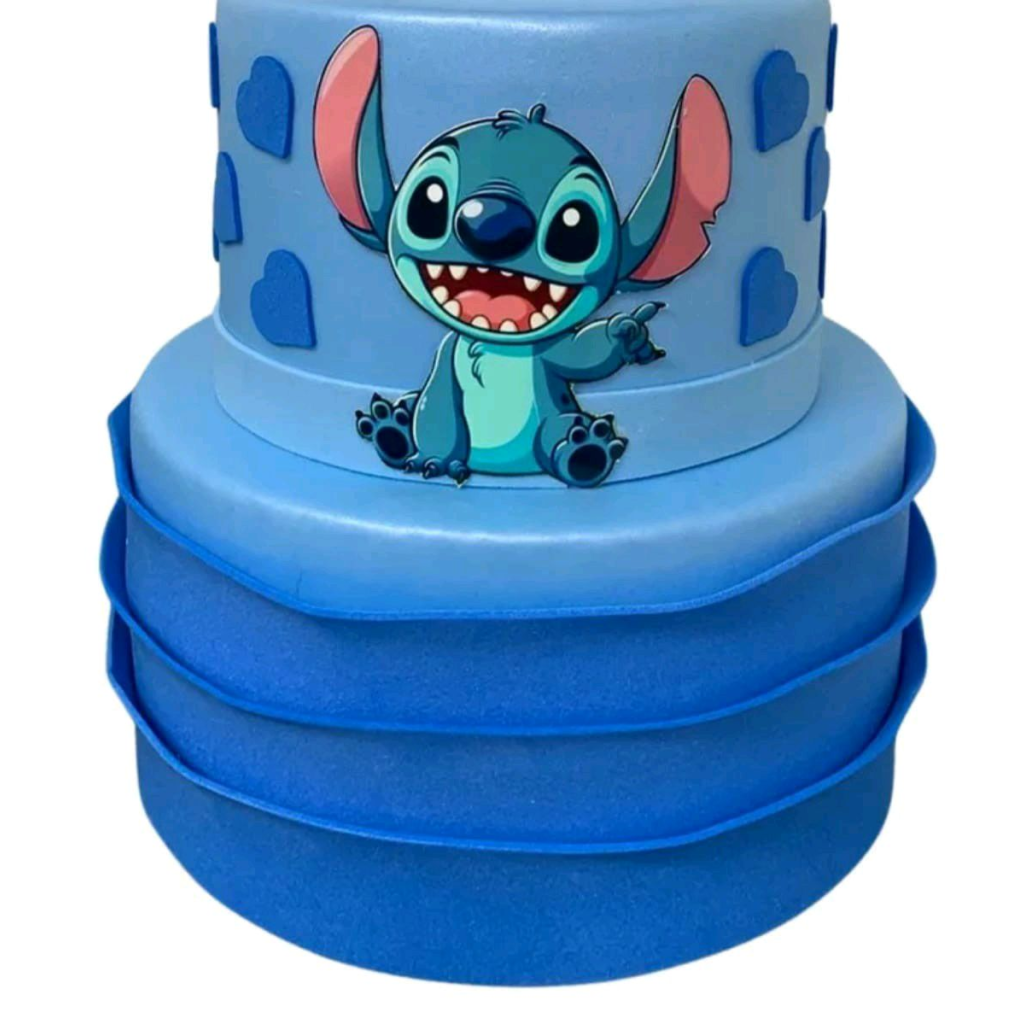 Bolo Fake Stitch - Pegue e Monte Tesouro Encantando