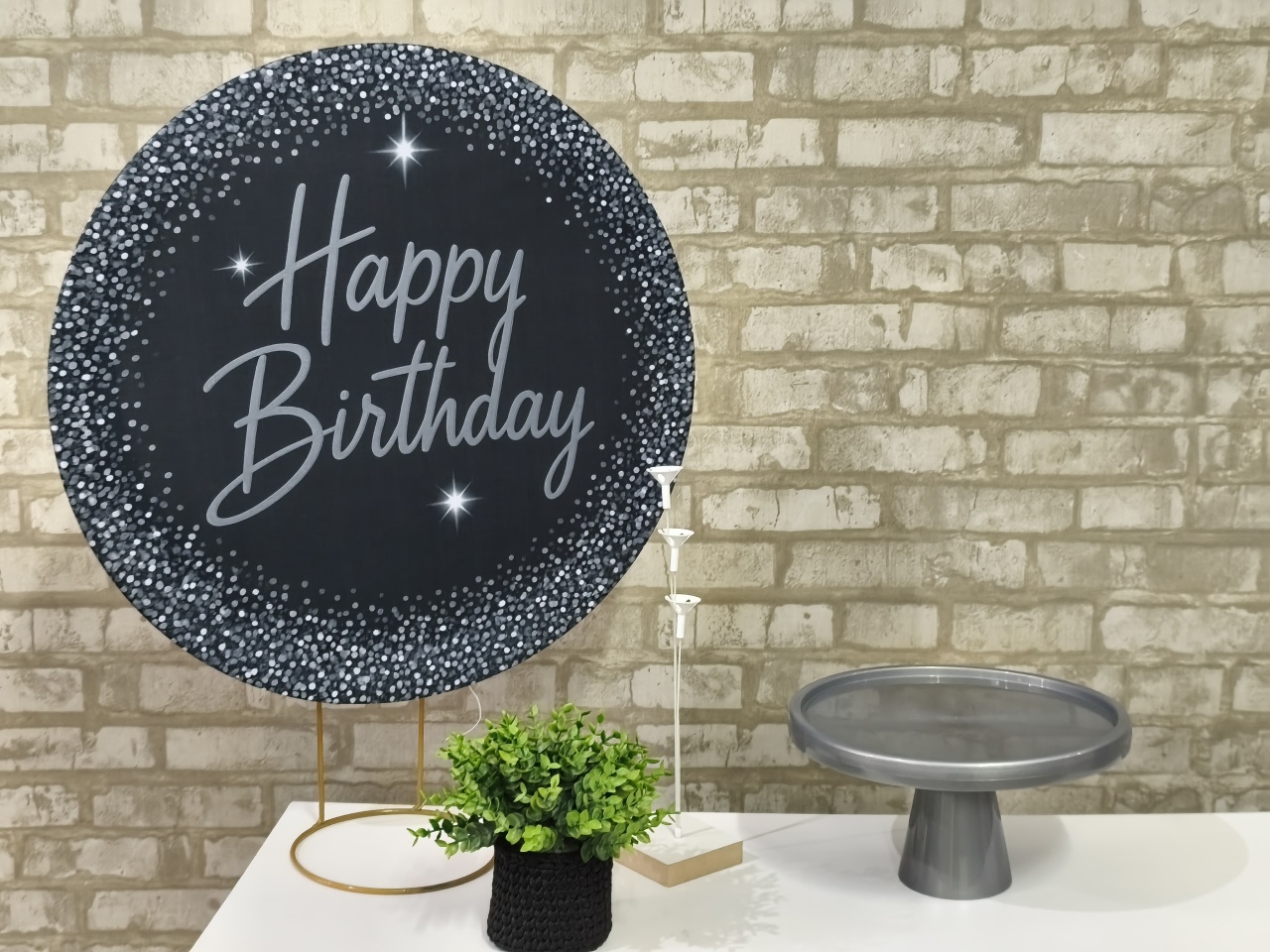 Mini Kit Happy Birthday Preto E Prata - Pegue e Monte Tesouro Encantado