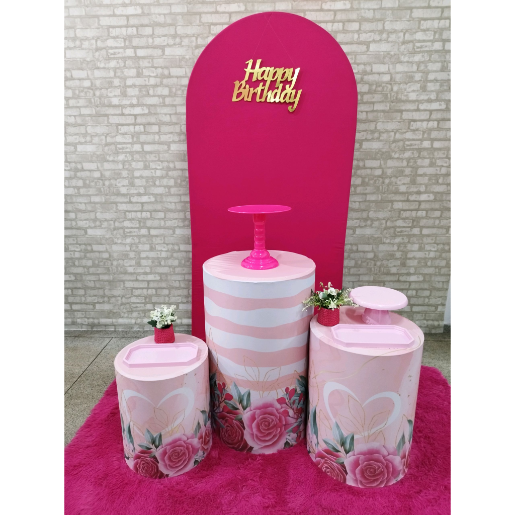 Kit Rosa Pink Com Flores - Pegue e Monte Tesouro Encantando