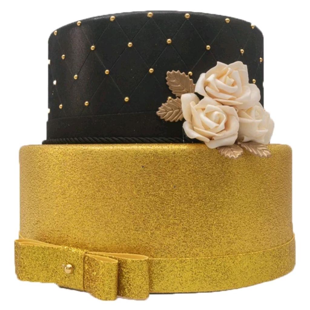 Bolo Preto Com Dourado - Pegue e Monte Tesouro Encantando