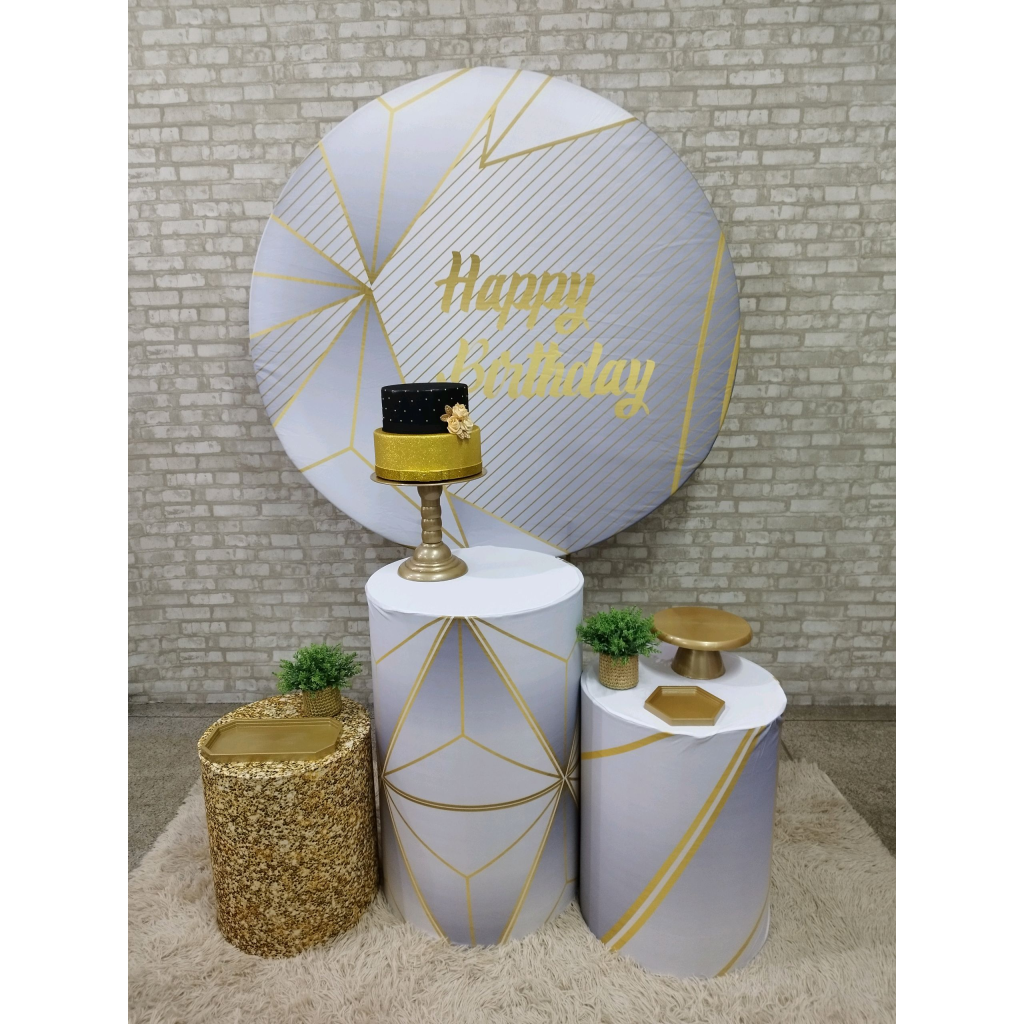 Kit Happy Birthday Branco Prata E Dourado - Pegue e Monte Tesouro Encantando