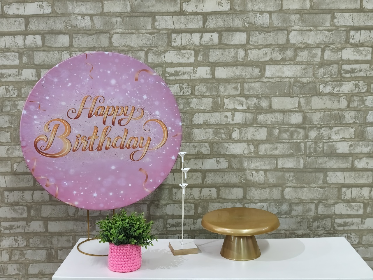 Mini Kit Happy Birthday Rosa E Dourado - Pegue e Monte Tesouro Encantado