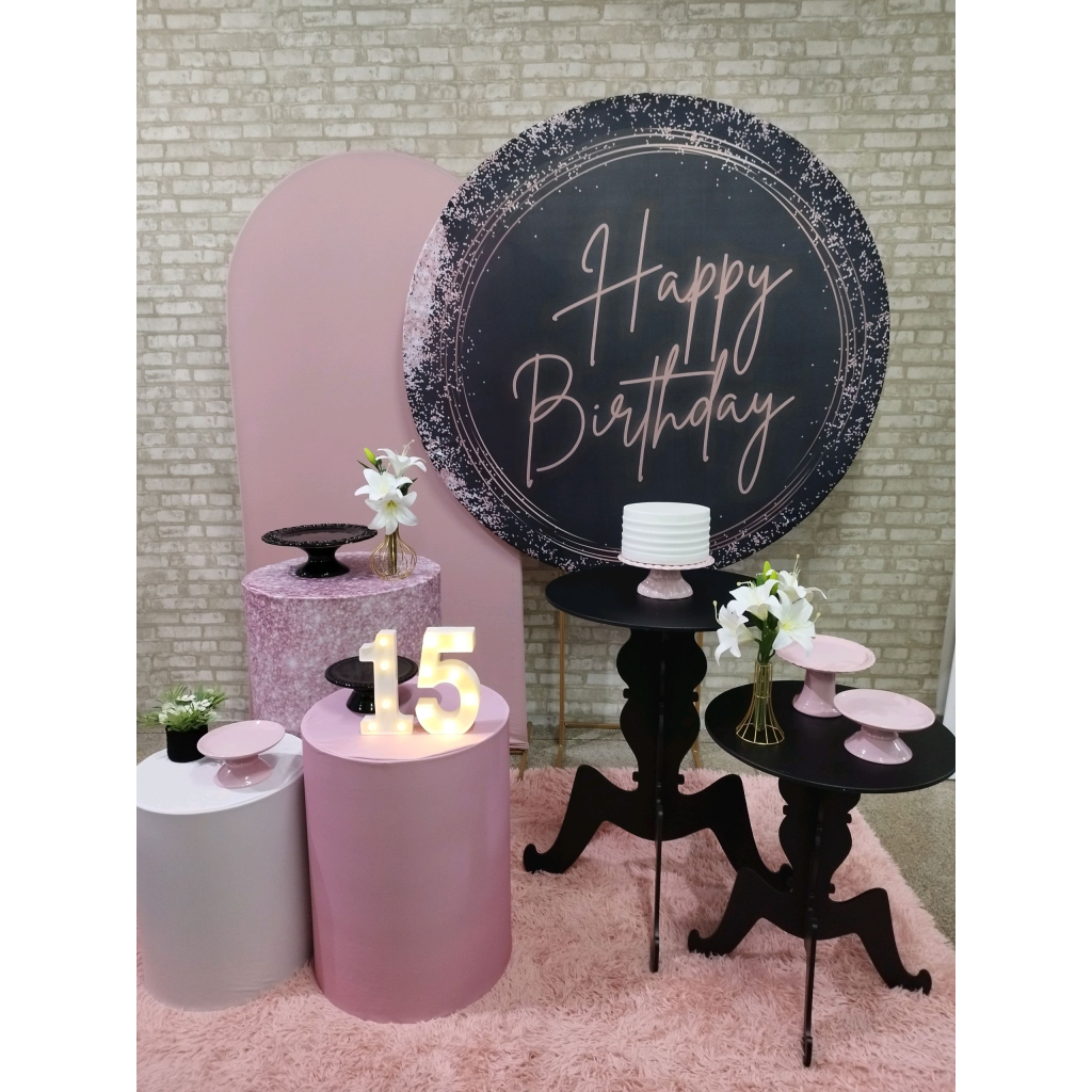Kit Happy Birthday Preto E Rose / 15 Anos - Pegue e Monte Tesouro Encantando