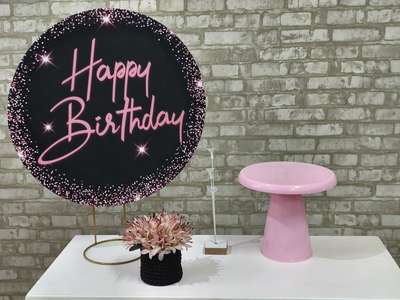 Mini Kit Happy Birthday Preto E Rosa Adulto - Pegue e Monte Tesouro Encantado