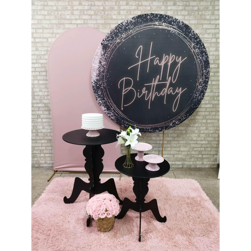 Kit Happy Birthday Preto E Rose - Pegue e Monte Tesouro Encantando