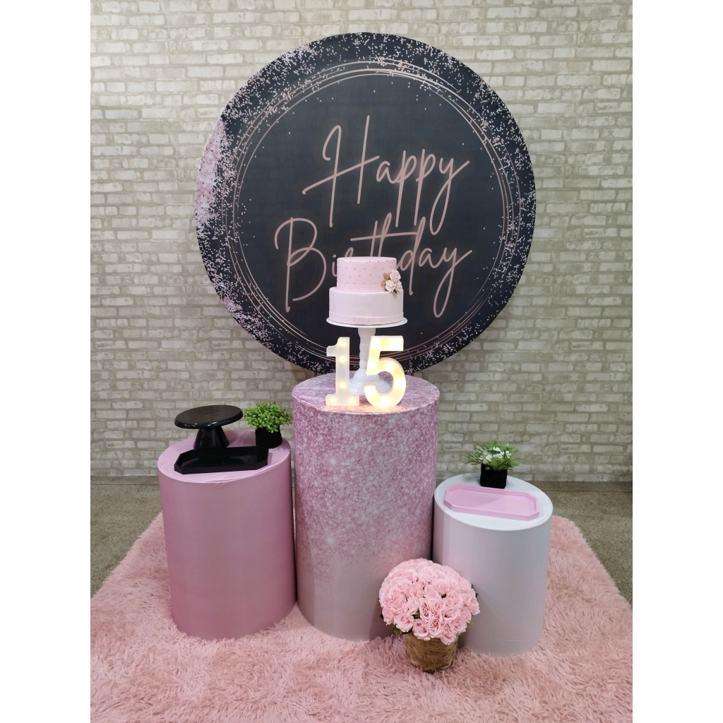 Kit Happy Birthday Preto E Rose - Pegue e Monte Tesouro Encantando