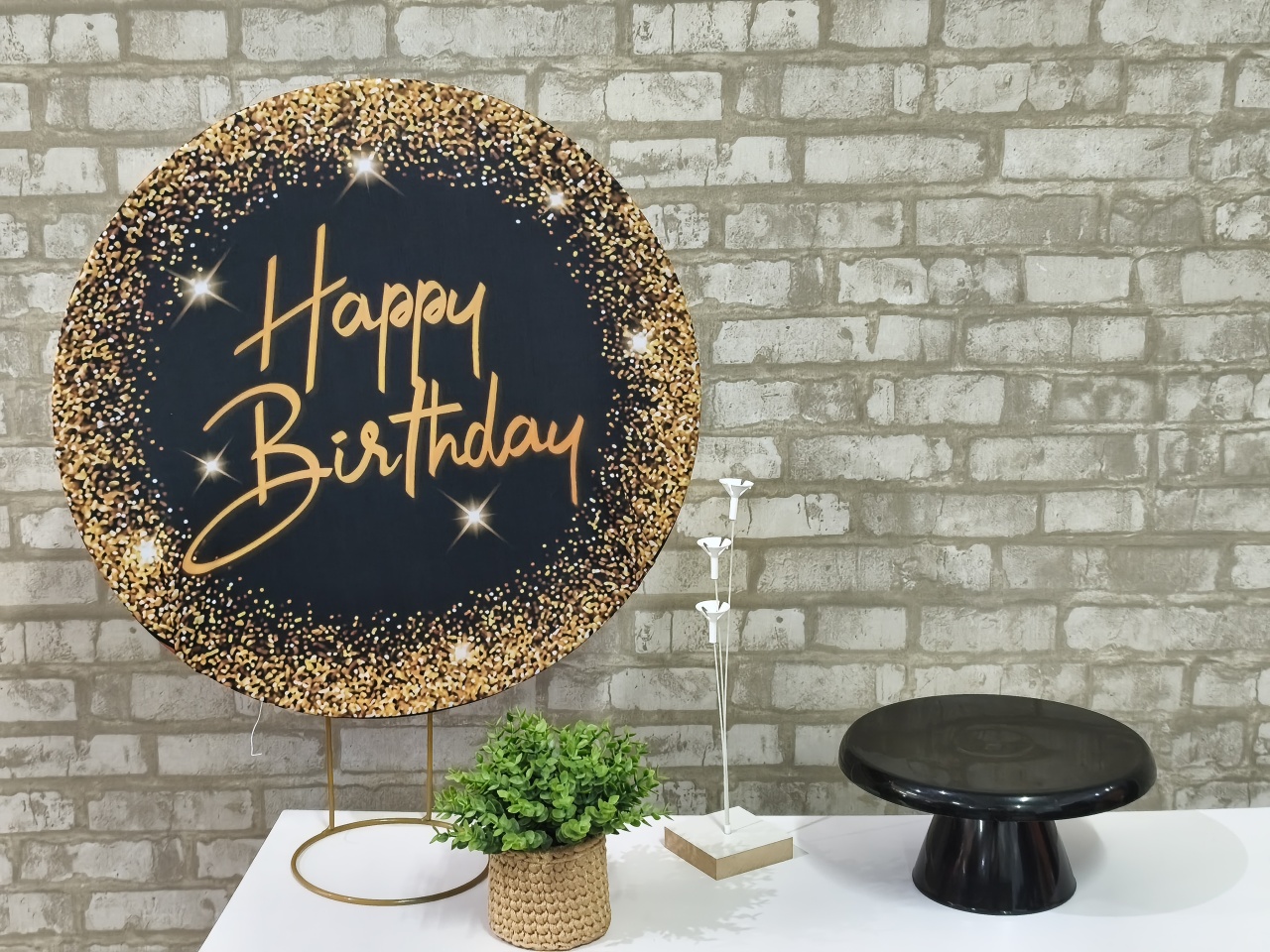 Mini Kit Happy Birthday Preto E Dourado - Pegue e Monte Tesouro Encantado