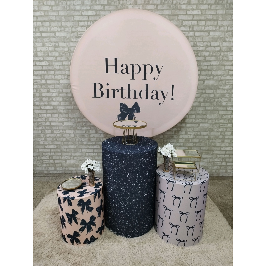 Kit Happy Birthday Laço Rose E Preto - Pegue e Monte Tesouro Encantando