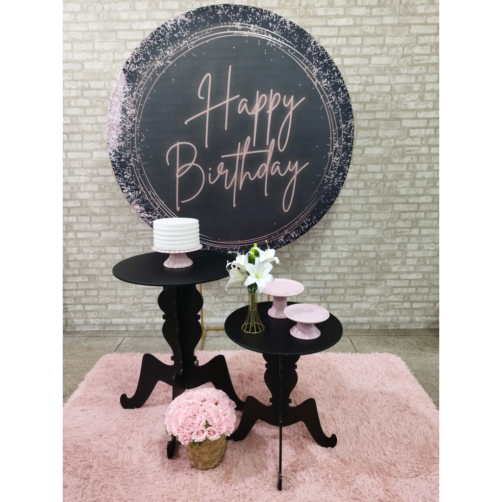 Kit Happy Birthday Preto E Rose - Pegue e Monte Tesouro Encantando