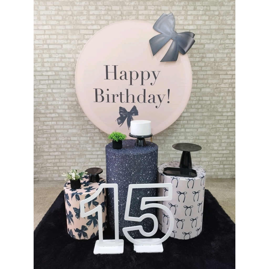 Kit Happy Birthday Rose E Preto / 15 Anos - Pegue e Monte Tesouro Encantando