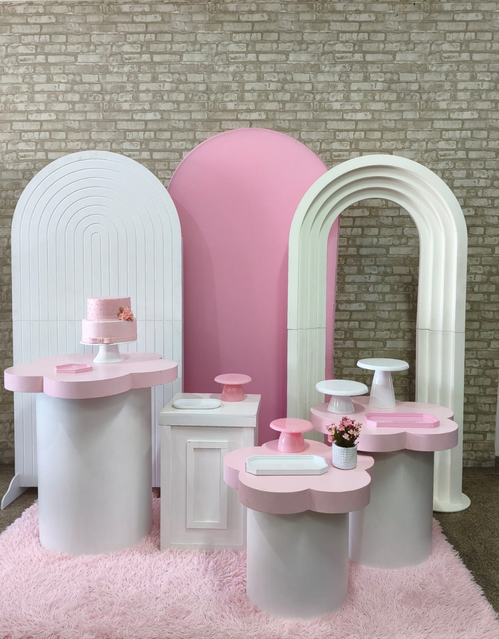 Kit Chá de Bebê / Rosa E Branco - Pegue e Monte Tesouro Encantado