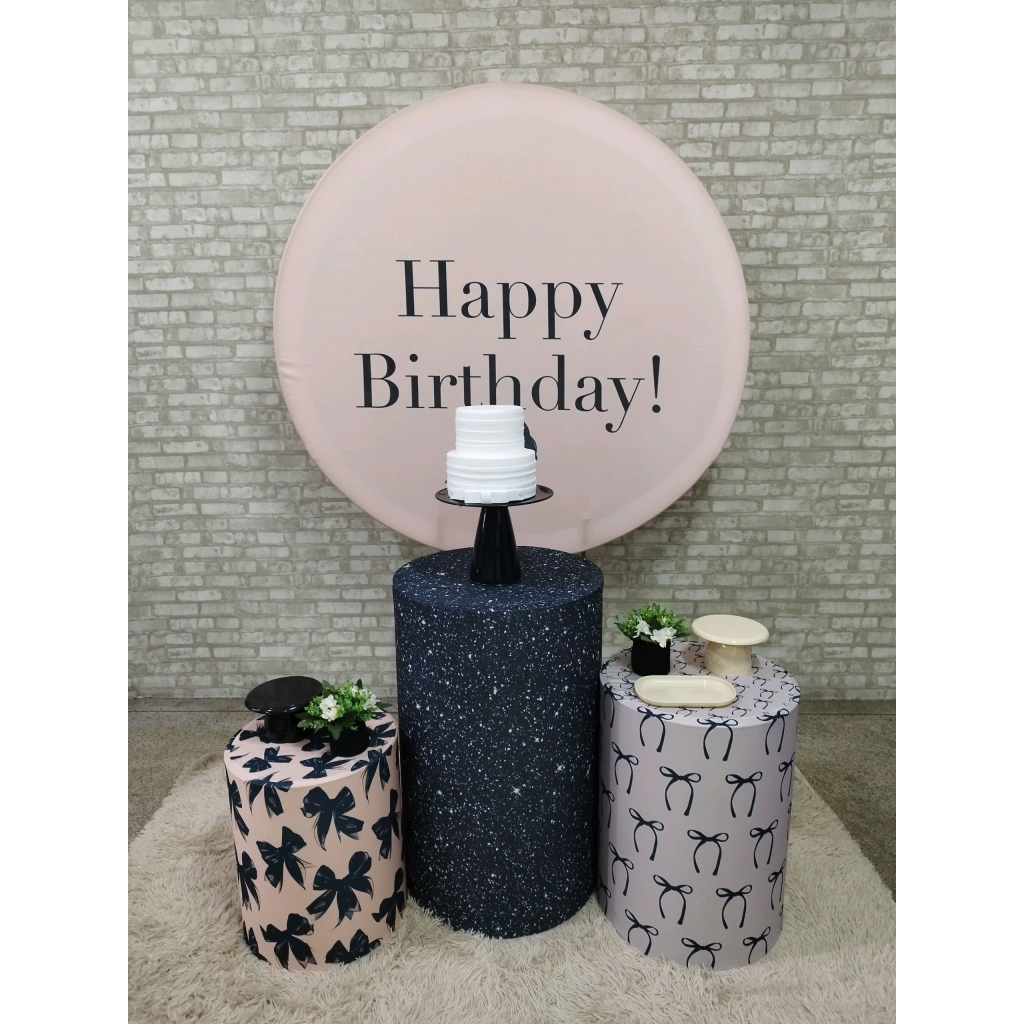Kit Happy Birthday Laço Rose E Preto - Pegue e Monte Tesouro Encantando