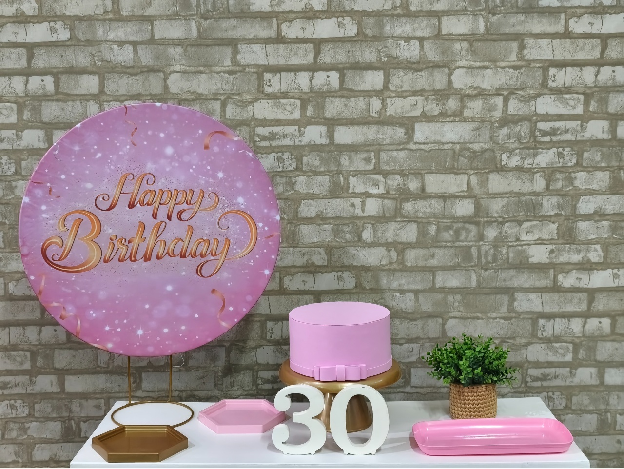 Mini Kit Happy Birthday Rosa E Dourado - Pegue e Monte Tesouro Encantado