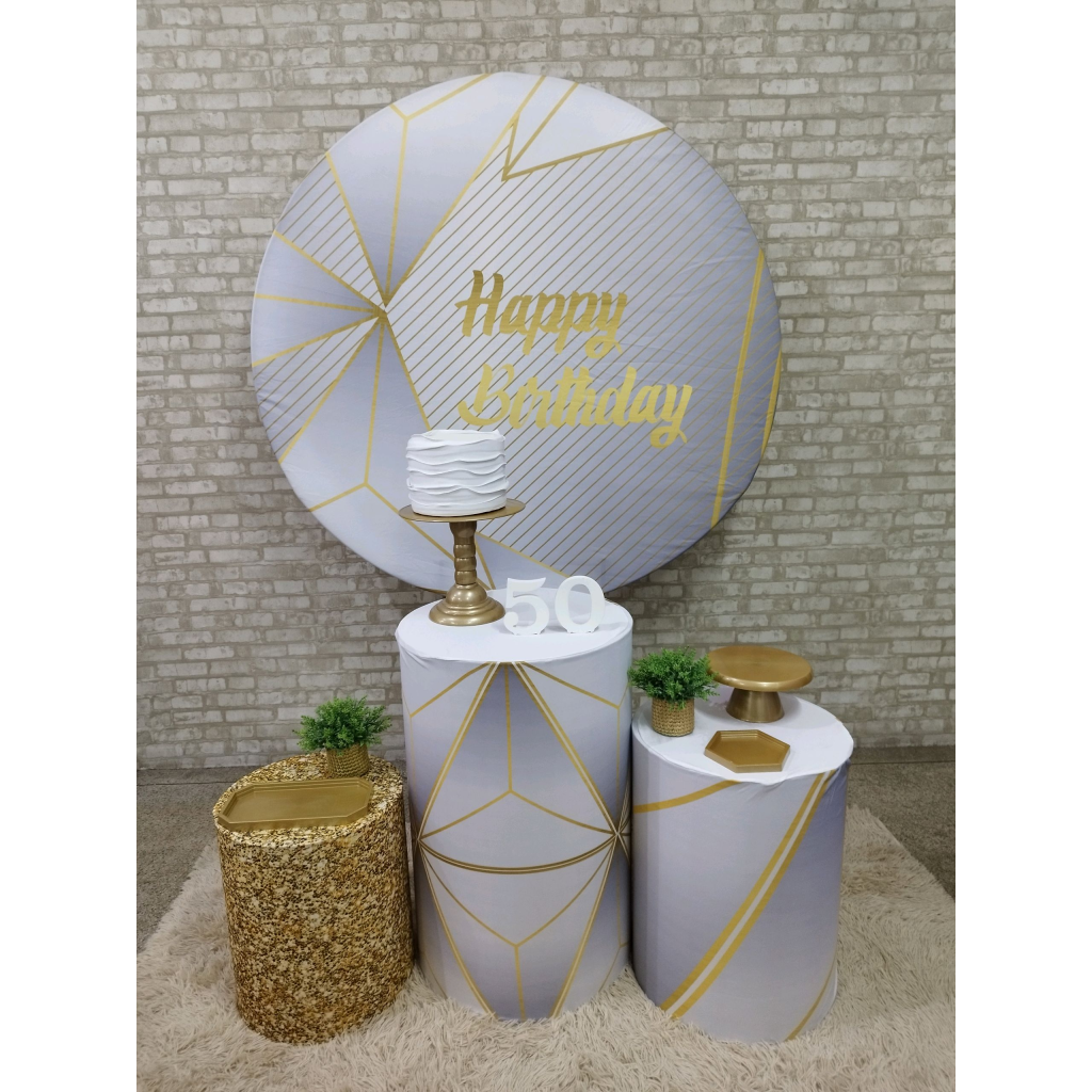 Kit Happy Birthday Branco Prata E Dourado - Pegue e Monte Tesouro Encantando