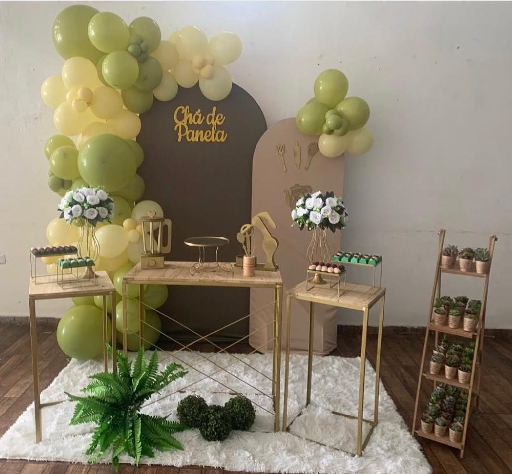 Cha de Panela Bege E Verde Oliva - Mundo fest 