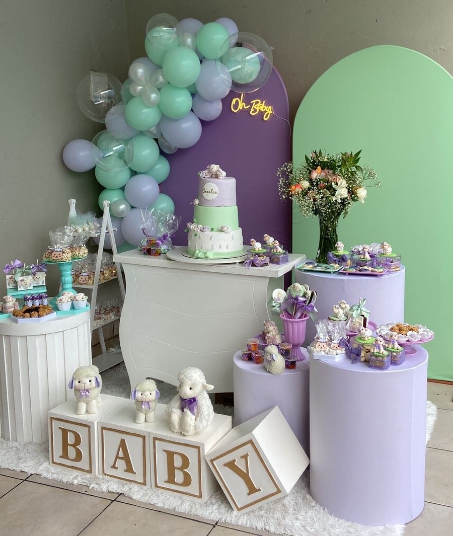 Cha de Bebe Lilas E Verde  - Mundo fest 