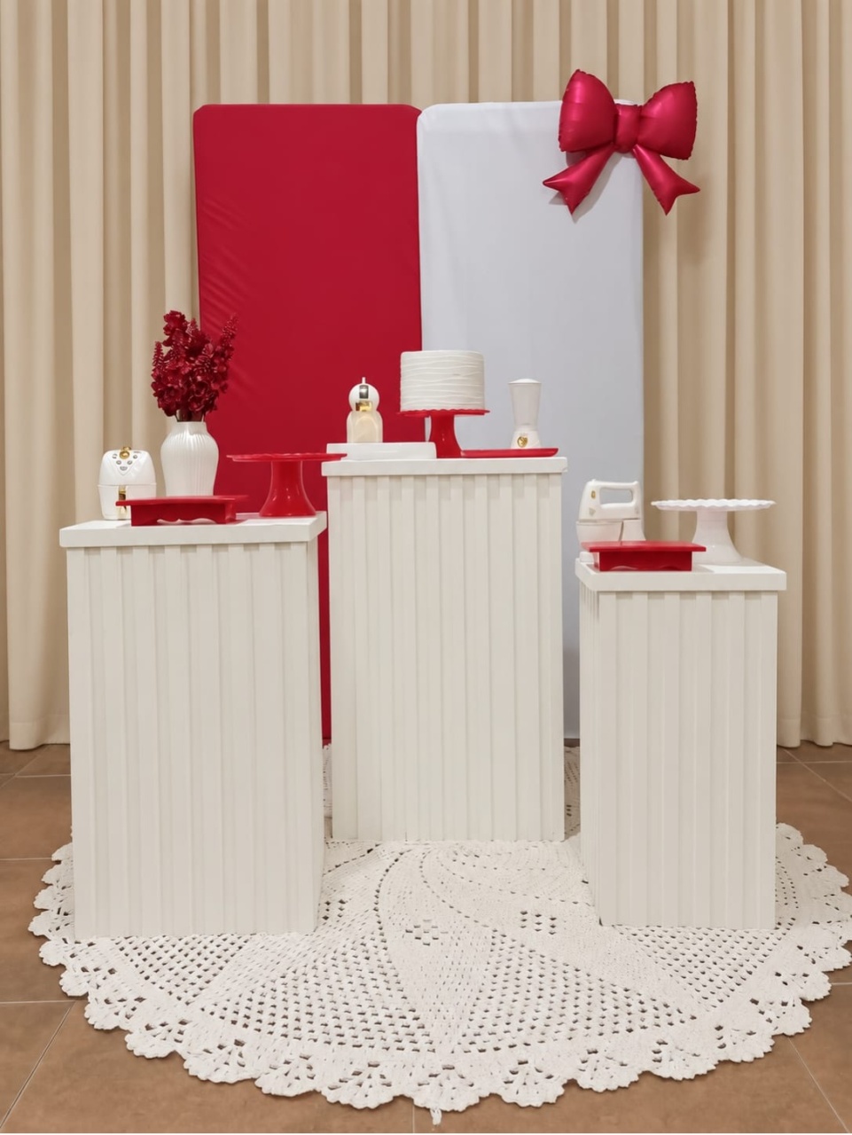 Pegue E Monte Chá de Cozinha Branco E Vermelho - Realize Decorações