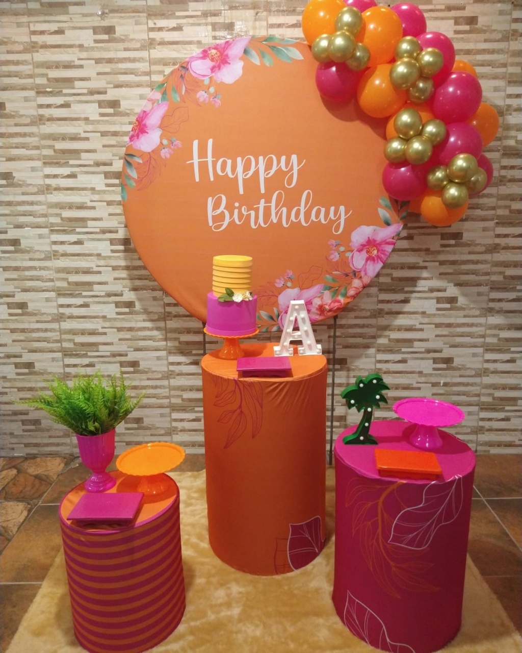 Pegue E Monte Clássico Pink E Laranja - Realize Decorações