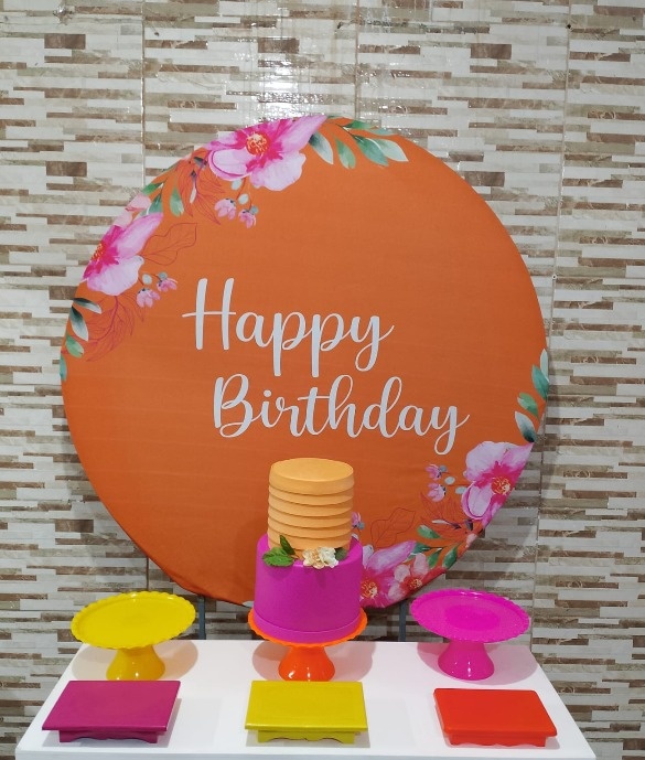 Kit Sem Mesa Pink E Laranja - Realize Decorações