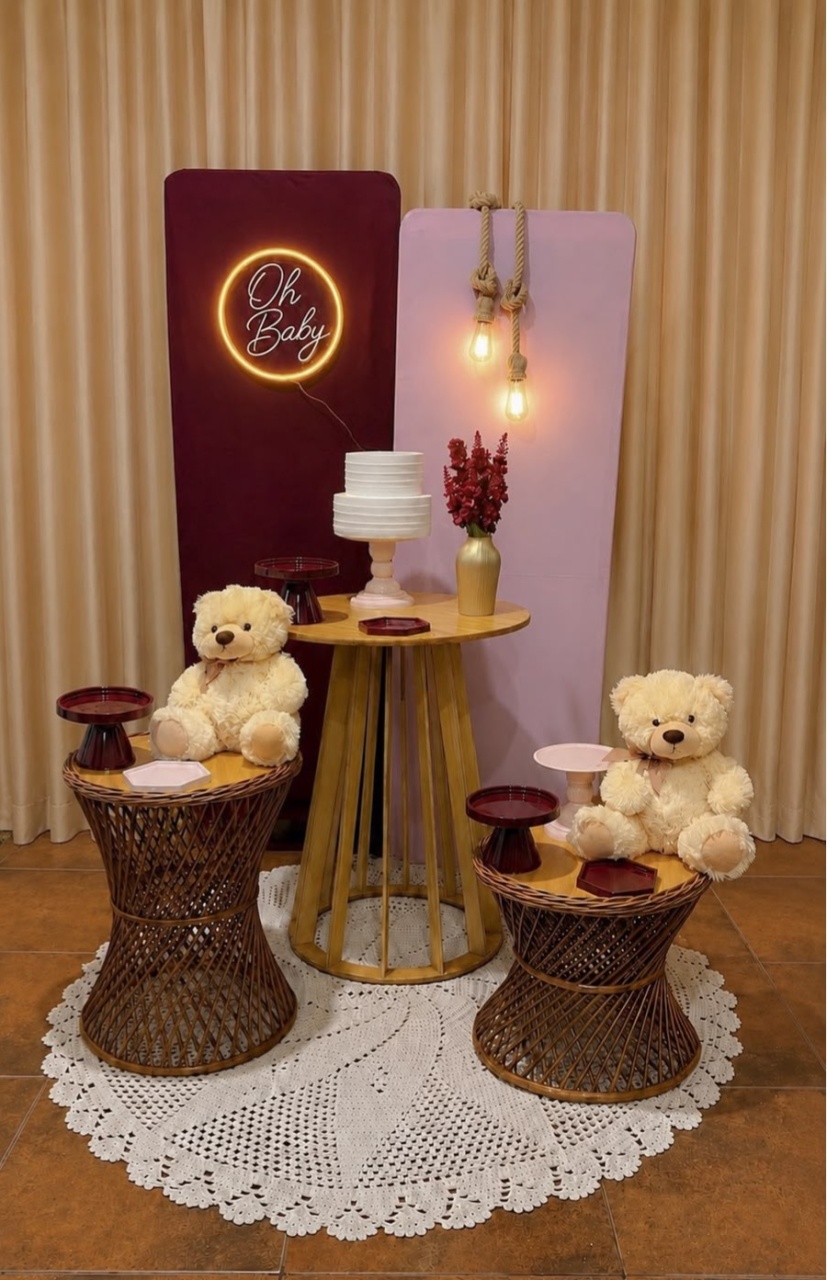 Kit Pegue E Monte Vime Vinho E Rosa Chá de Bebê - Realize Decorações