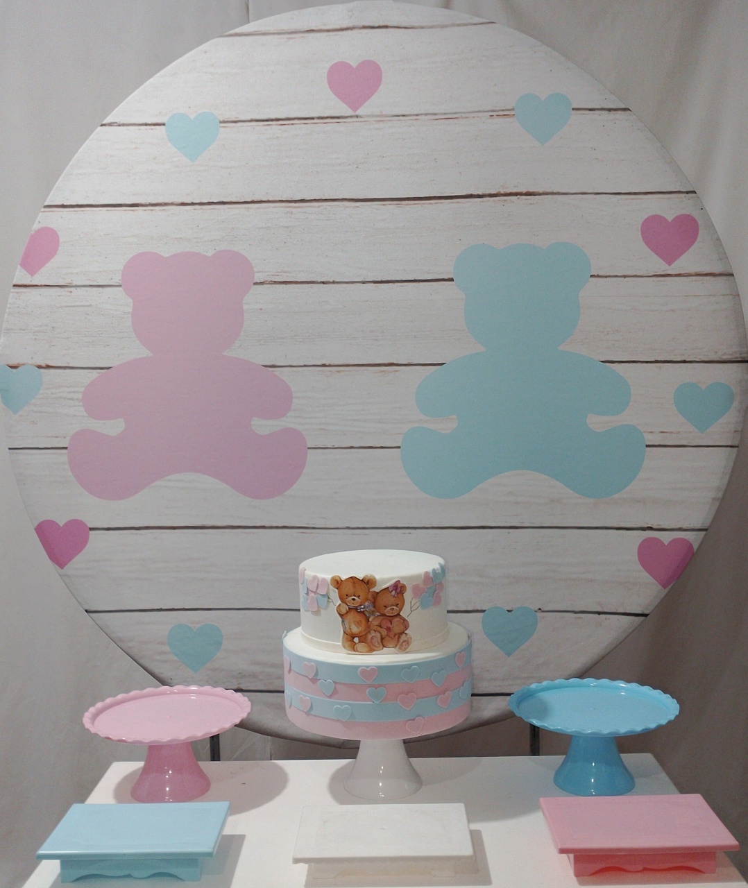 Kit Sem Mesa Revelação Ursinho Azul E Rosa - Realize Decorações