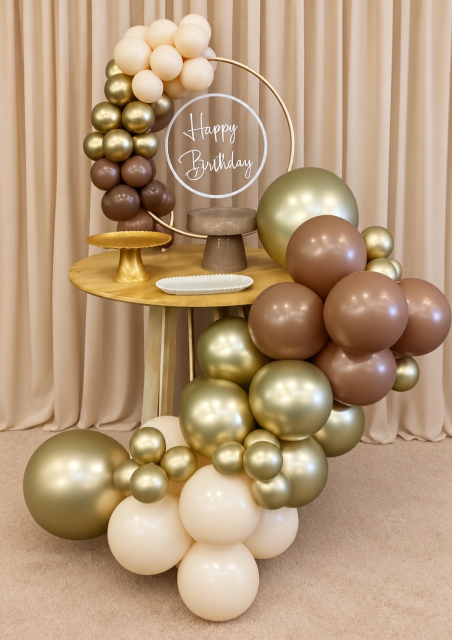 Kit Mesa Pegue E Monte Marron / Dourado E Bege - Realize Decorações