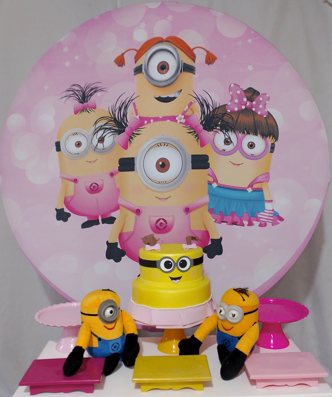 Kit Sem Mesa Minions Rosa - Realize Decorações
