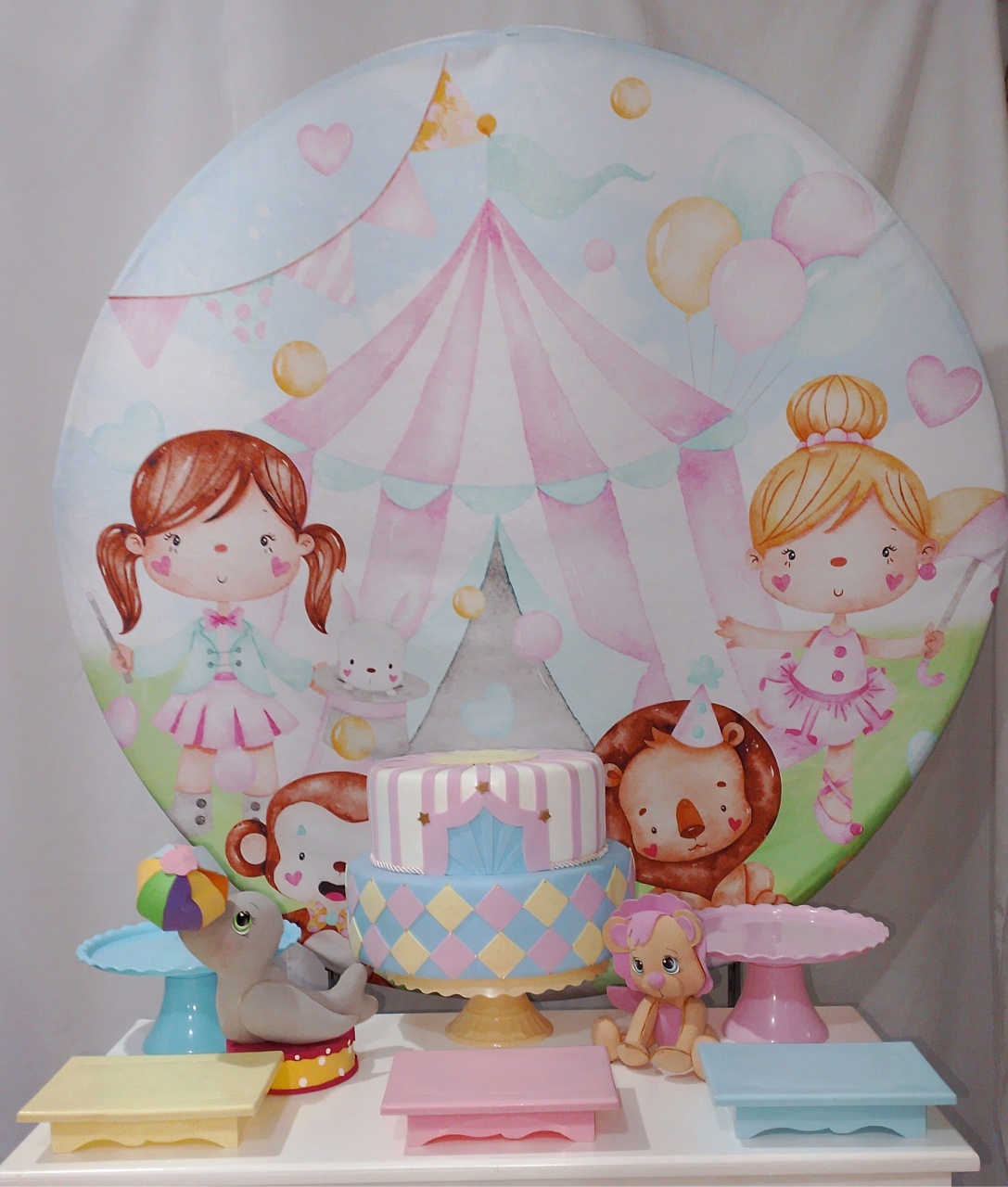 Kit Sem Mesa Circo Rosa  - Realize Decorações