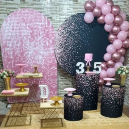 Pegue E Monte Clássico Preto E Rosa Luxo - Realize Decorações
