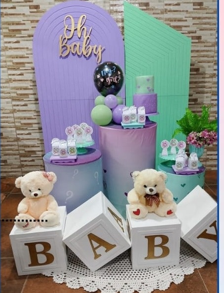 Revelação Lilás E Verde Luxo 1 - Realize Decorações