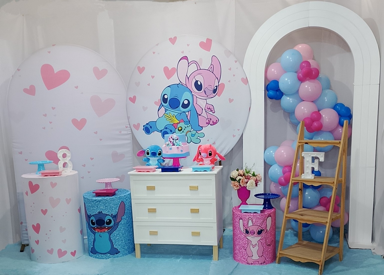 Pegue E Monte Stitch E Angel  2 Luxo 2  - Realize Decorações