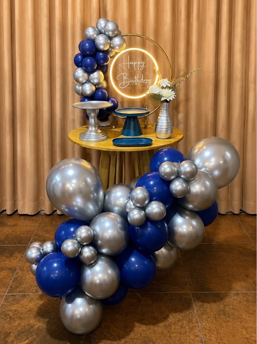 Kit Mesa Pegue E Monte Azul E Prata - Realize Decorações