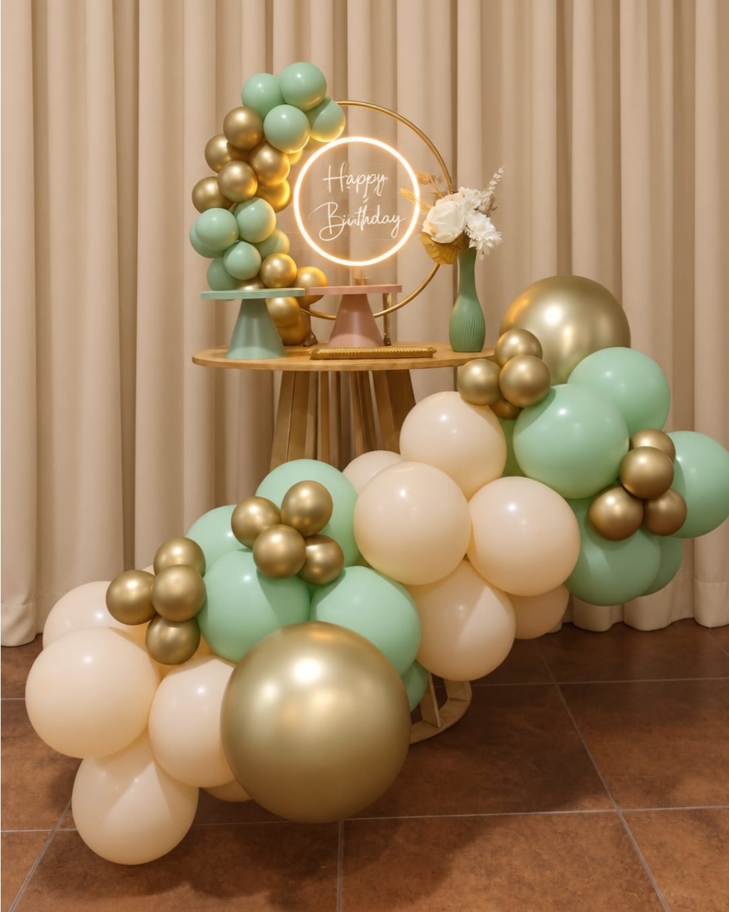 Kit Mesa Pegue E Monte Verde E Dourado - Realize Decorações