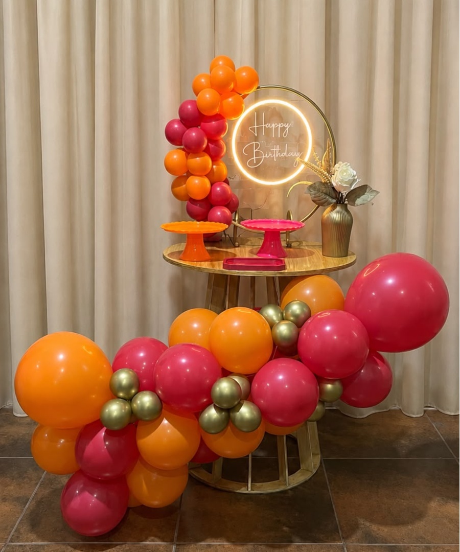 Kit Mesa Pegue E Monte Laranja E Pink - Realize Decorações