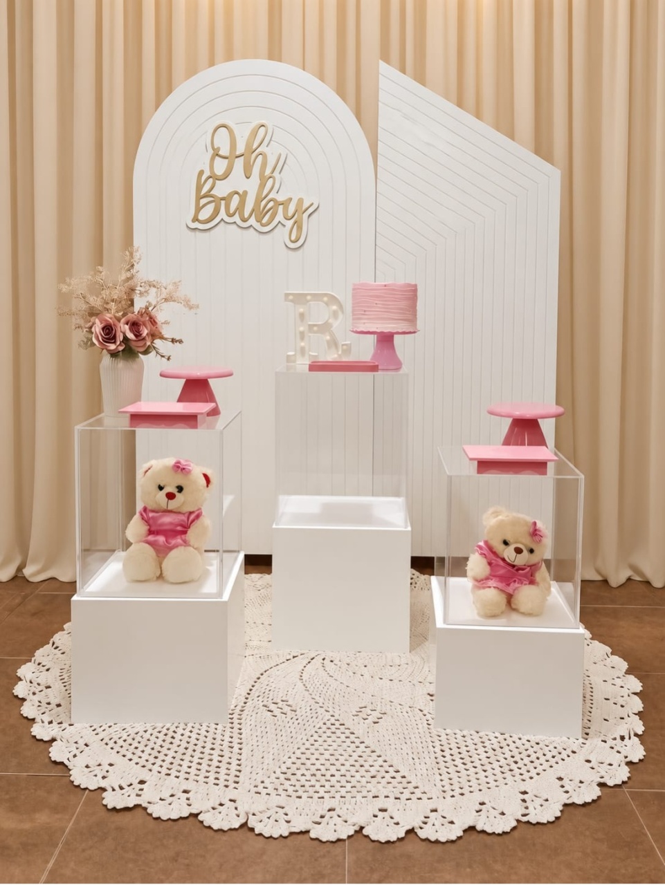 Pegue E Monte Chá de Bebê Rosa - Realize Decorações