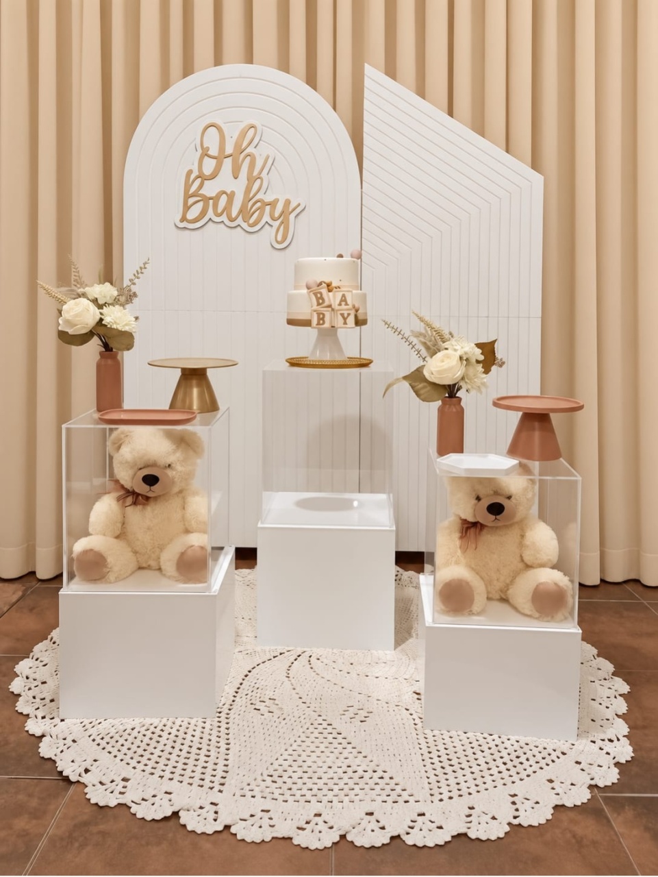 Pegue E Monte Chá de Bebê Dourado E Bege - Realize Decorações