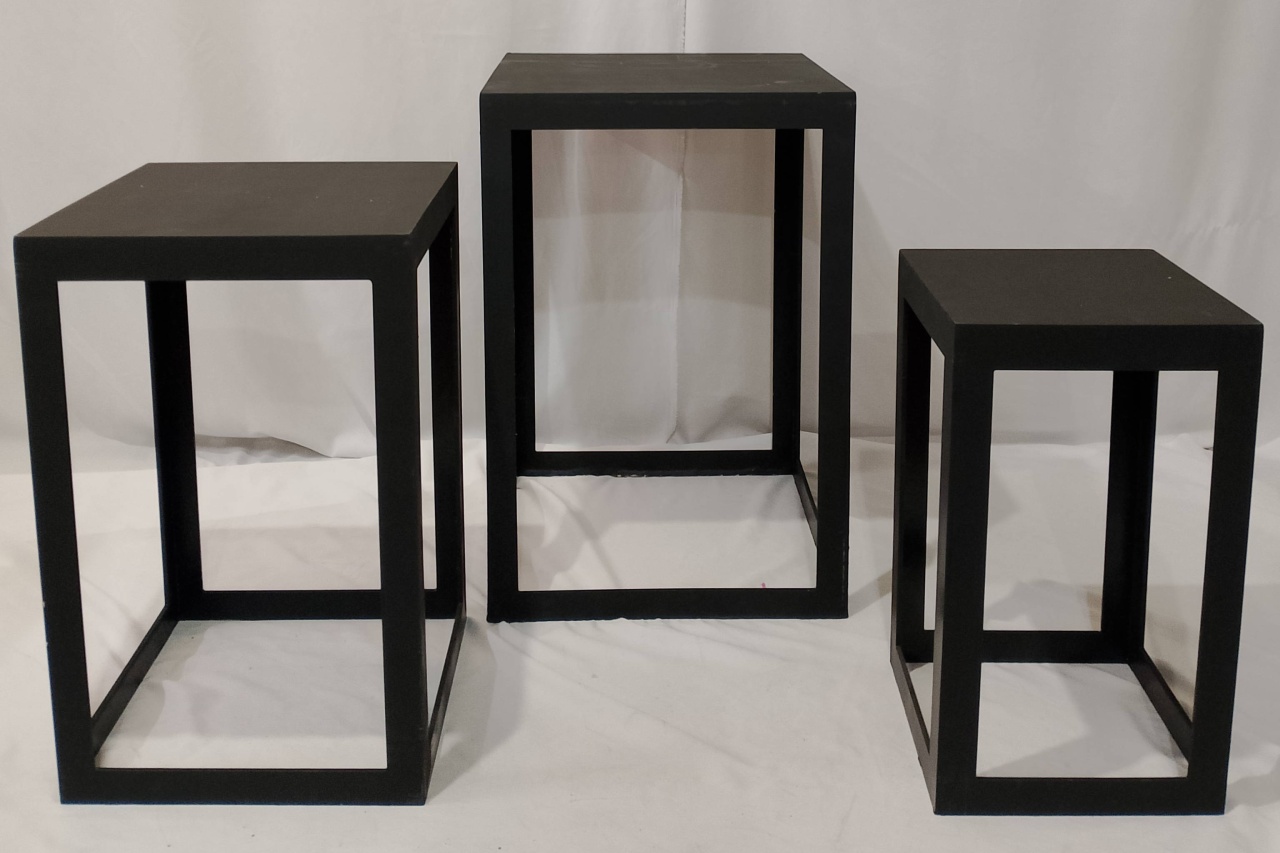 Trio de Mesa Preta Quadrada  - Realize Decorações