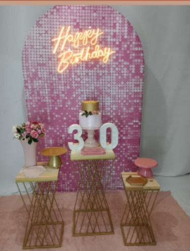 Pegue E Monte Clássico Rosa Glitter Mesa - Realize Decorações