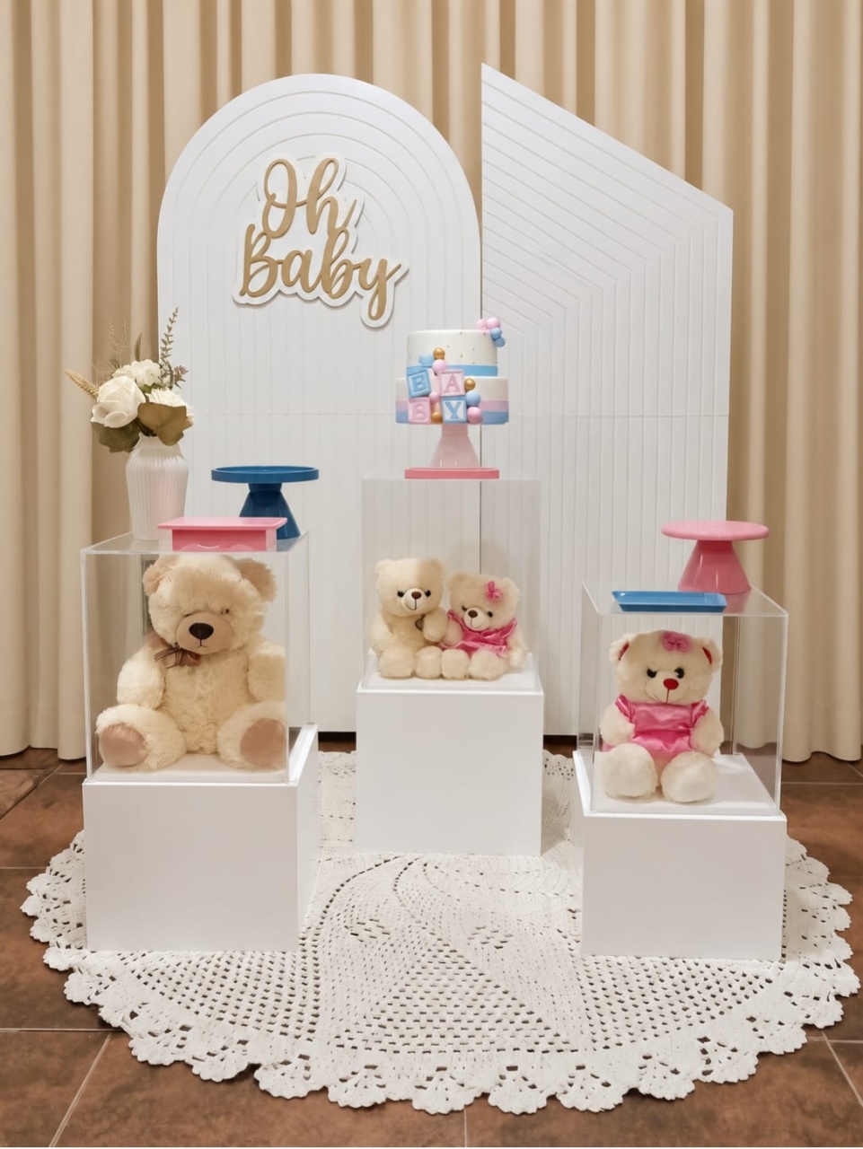 Pegue E Monte Chá de Bebê Rosa E Azul - Realize Decorações
